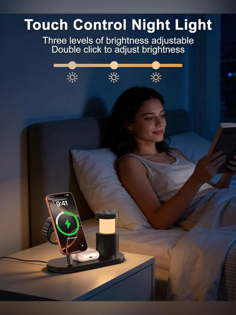 4-in-1 Wireless Charging Station with Night Light for IPhone, IWatch & AirPods